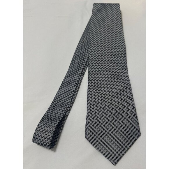 Giorgio Armani Gray Houndstooth 100% Silk Mens Tie Made In Italy - Picture 2 of 8